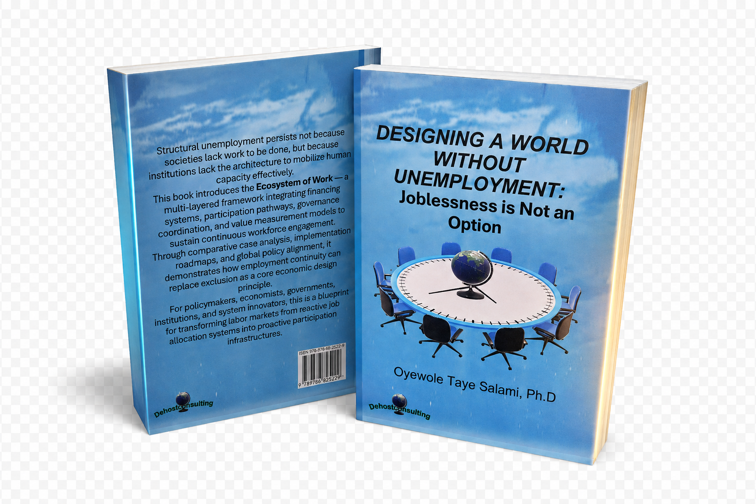 Three-dimensional front and back view of Designing a World Without Unemployment by Dr. Oyewole Taye Salami